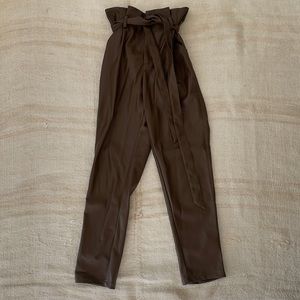 LUCY PARIS chocolate pleather paperbag trouser